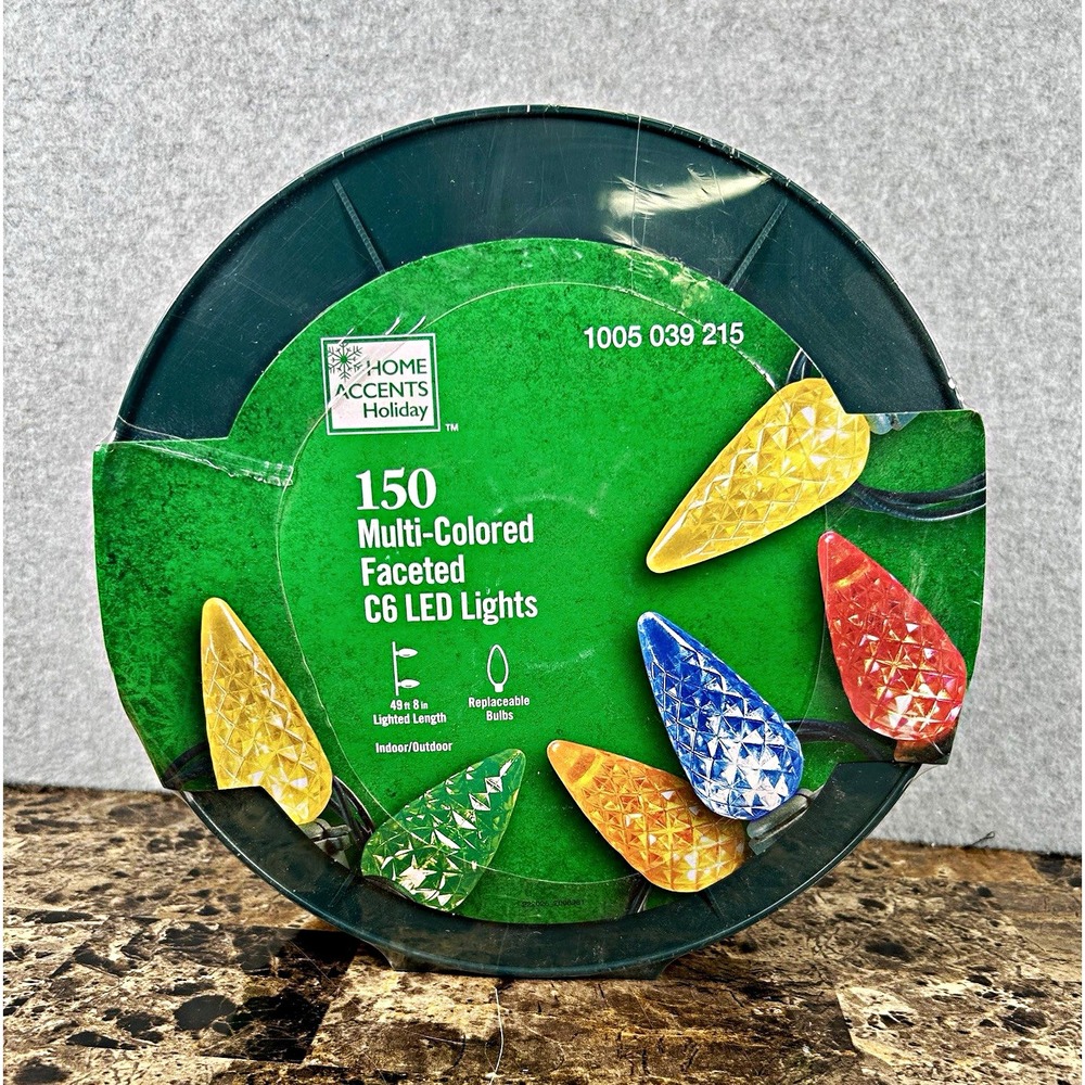 Home Accents Holiday C6 LED 150-Light Faceted Multicolor 49ft 8in String